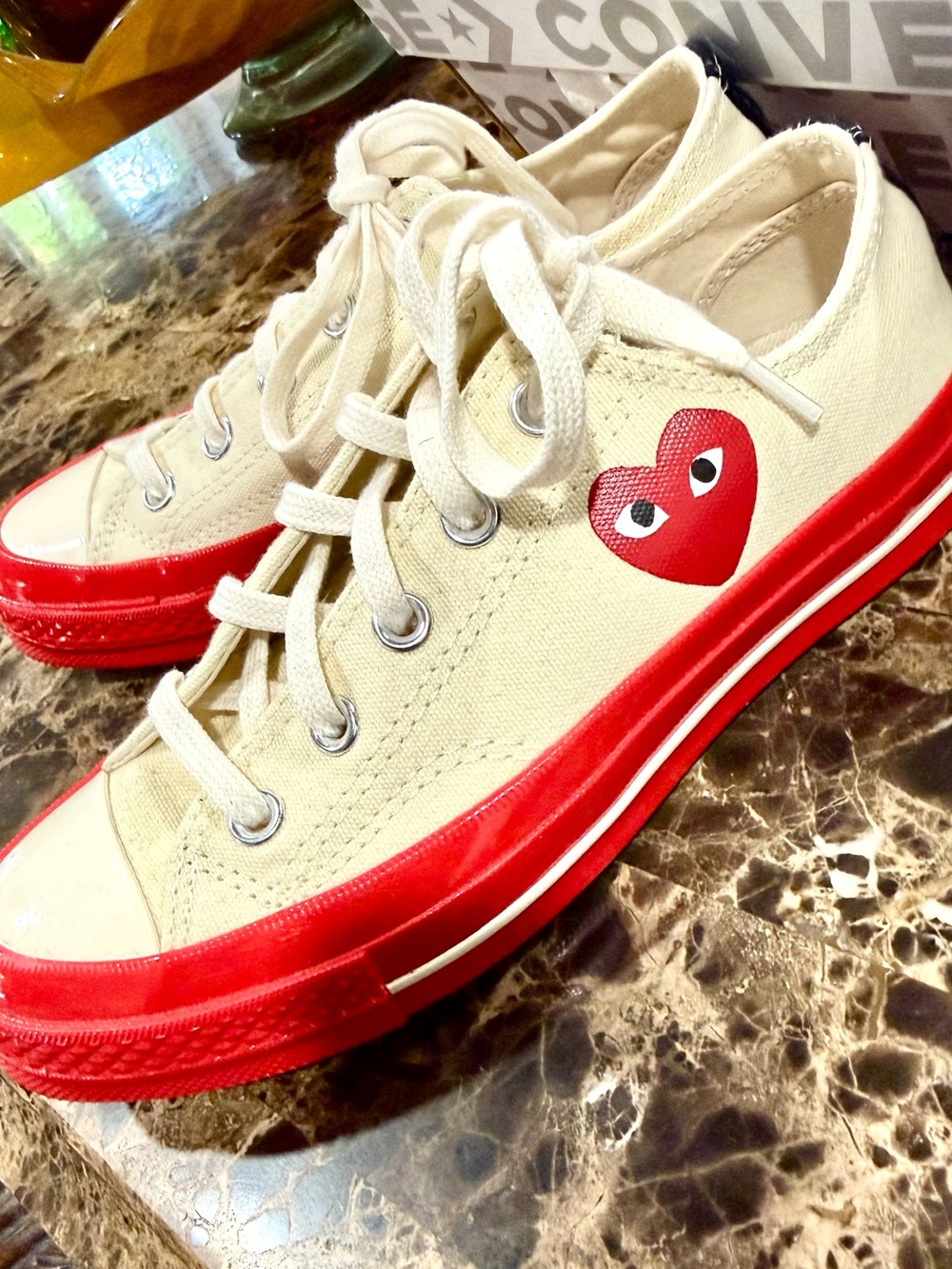 Converse x Comme des Garcons PLAY Chuck Taylor Low Prism Red Sneakers/Women’s 6